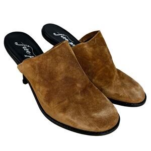 Free People NWB Leila Stiletto Heeled Mule Cognac Tan Size 39.5 US 9.5 Suede